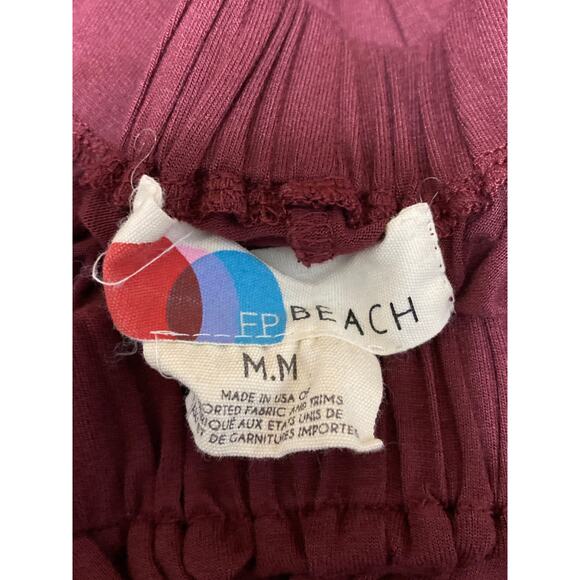 Free People Women's Red Pink Sleeveless Palazzo Wide Leg Romper Jumpsuit Size M - Picture 4 of 5